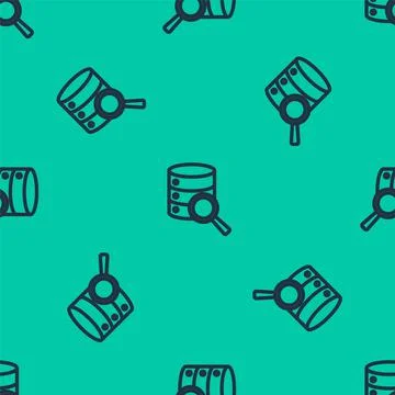 Blue line Server, Data, Web Hosting icon isolated seamless pattern on green Stock Illustration