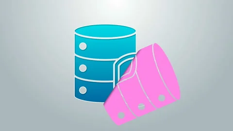 Blue line Server with shield icon isolated on grey background. Protection Stock Footage 145293161