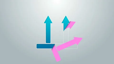 Blue line This side up icon isolated on grey background. Two arrows indicating Stock Footage 145100515