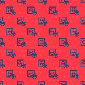Blue line Smart electrical outlet system icon isolated seamless pattern on re Stock Illustration