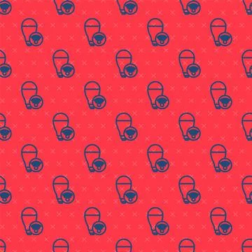 Blue line Smart light bulb system icon isolated seamless pattern on red 스톡 일러스트