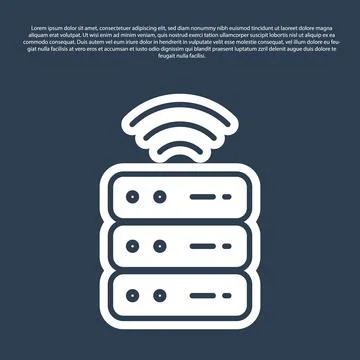 Blue line Smart Server, Data, Web Hosting icon isolated on blue background... Stock Illustration