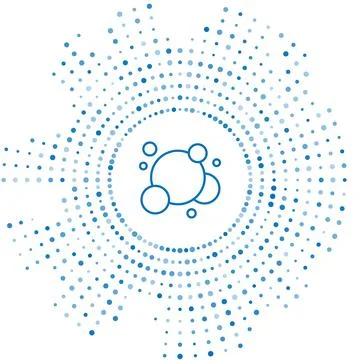 Blue line Soap water bubbles icon isolated on white background. Abstract circle Stock Illustration