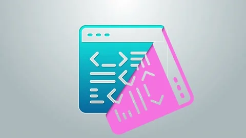 Blue line Software, web developer programming code icon isolated on grey Stock Footage 155482306