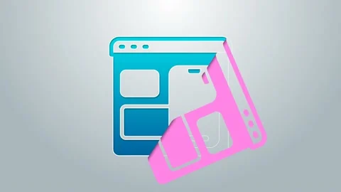 Blue line Software, web developer programming code icon isolated on grey Stock Footage 159343448