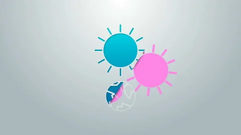 Blue line Solstice icon isolated on grey background. 4K Video motion graphic Stock Footage 145108693
