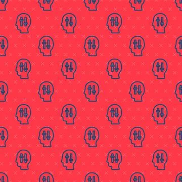Blue line Solution to the problem in psychology icon isolated seamless pattern Illustrazione stock
