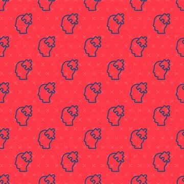 Blue line Solution to the problem in psychology icon isolated seamless pattern Stock Illustration