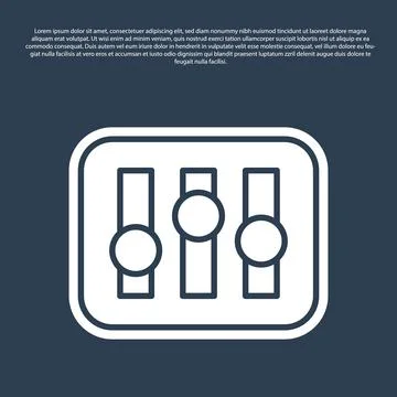 Blue line Sound mixer controller icon isolated on blue background. Dj equipment Stock Illustration