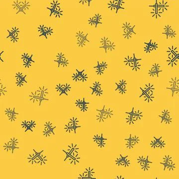 Blue line Sparkler firework icon isolated seamless pattern on yellow background Illustrazione stock