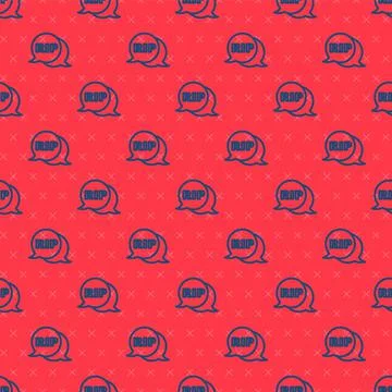 Blue line Speech bubble rip death icon isolated seamless pattern on red Stock Illustration