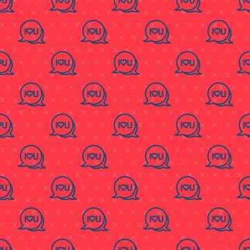 Blue line Speech bubble with text I love you icon isolated seamless pattern o Stockillustratie