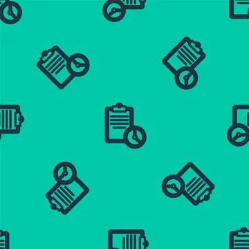 Blue line Sport training program or fitness plan icon isolated seamless pattern Stock Illustration