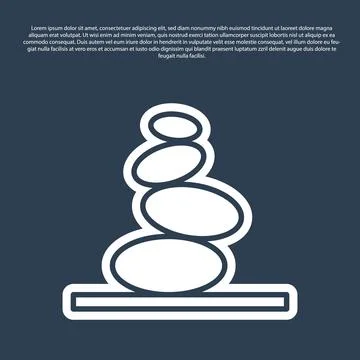 Blue line Stack hot stones icon isolated on blue background. Spa salon accessory Stock Illustration
