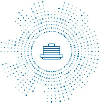 Blue line Stack of pancakes icon isolated on white background. Baking with sy Stock Illustration