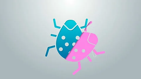 Blue line System bug concept icon isolated on grey background. Code bug concept Stock Footage 145502609