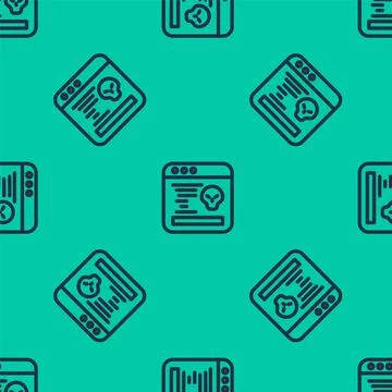 Blue line System bug concept icon isolated seamless pattern on green background Illustrazione stock