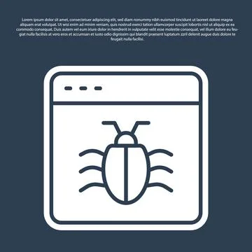 Blue line System bug concept icon isolated on blue background. Code bug concept Stock Illustration