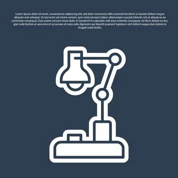 Blue line Table lamp icon isolated on blue background. Vector Stock Illustration