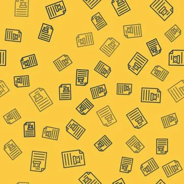 Blue line Technical specification icon isolated seamless pattern on yellow Stock Illustration
