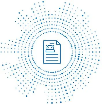 Blue line Technical specification icon isolated on white background. Technical Stock Illustration