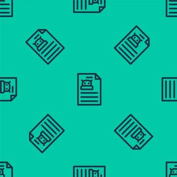 Blue line Technical specification icon isolated seamless pattern on green イラスト素材