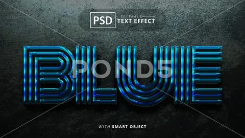 Blue line text effect editable PSD Template