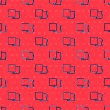 Blue line Textile fabric roll icon isolated seamless pattern on red backgroun Stock Illustration