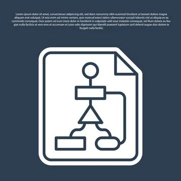 Blue line Tile flowchart for program design or process management plan icon Stock Illustration