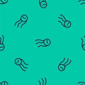 Blue line Time flies on the clock icon isolated seamless pattern on green Stock Illustration