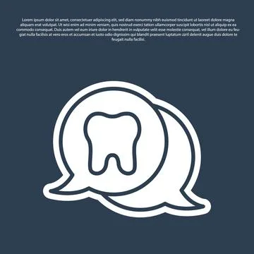 Blue line Tooth icon isolated on blue background. Tooth symbol for dentistry  Stock Illustration