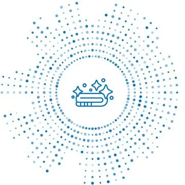 Blue line Towel stack icon isolated on white background. Abstract circle ra.. Stock Illustration