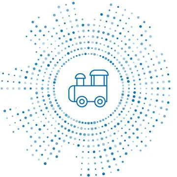 Blue line Toy train icon isolated on white background. Abstract circle random Stock Illustration