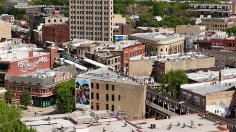 Blue Line Train in Wicker Park Chicago Stock Footage 339121162