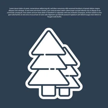 Blue line Tree icon isolated on blue background. Forest symbol.  Vector Ill.. Ilustração Stock