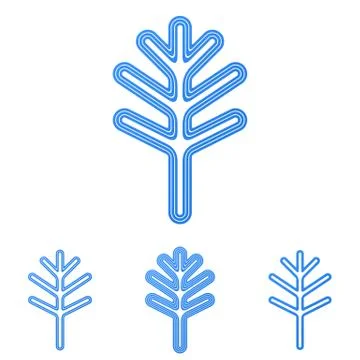 Blue line tree logo design set Иллюстрация