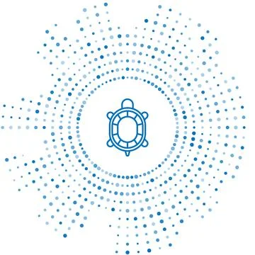 Blue line Turtle icon isolated on white background. Abstract circle random dots Stock Illustration