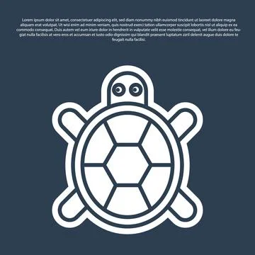 Blue line Turtle icon isolated on blue background.  Vector. Stock Illustration
