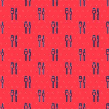 Blue line USB cable cord icon isolated seamless pattern on red background. .. Stock Illustration