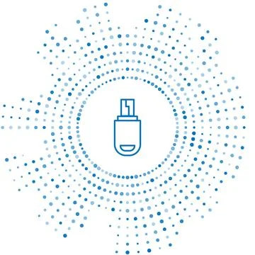 Blue line USB flash drive icon isolated on white background. Abstract circle Stock Illustration
