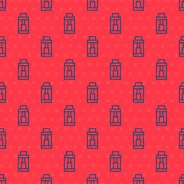 Blue line Vape mod device icon isolated seamless pattern on red background... Stock Illustration