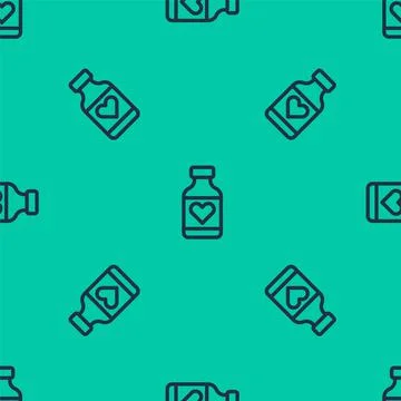 Blue line Vitamin complex of pill capsule icon isolated seamless pattern on Stock Illustration