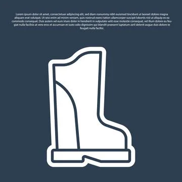 Blue line Waterproof rubber boot icon isolated on blue background. Gumboots.. Stock Illustration