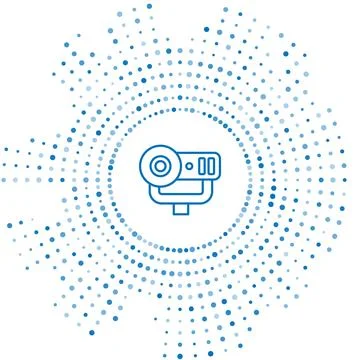 Blue line Web camera icon isolated on white background. Chat camera. Webcam.. Stock Illustration