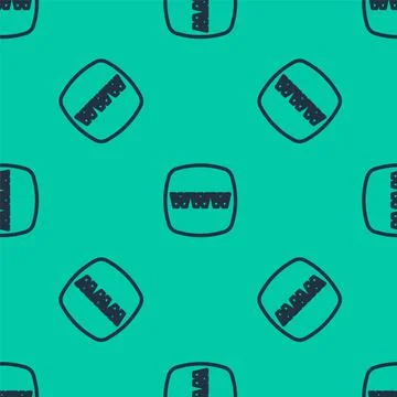 Blue line Website template icon isolated seamless pattern on green background Ilustración de archivo