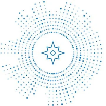 Blue line Wind rose icon isolated on white background. Compass icon for travel Stock Illustration