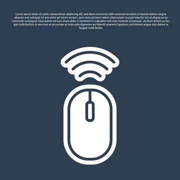 Blue line Wireless computer mouse system icon isolated on blue background イラスト素材