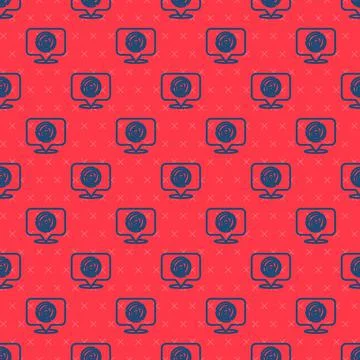 Blue line Wooden logs icon isolated seamless pattern on red background. Stack Illustrazione stock