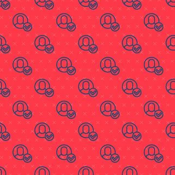 Blue line Worker icon isolated seamless pattern on red background. Business Illustrazione stock