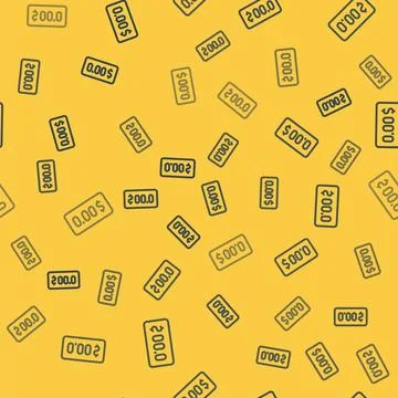Blue line Zero cost icon isolated seamless pattern on yellow background. Em.. Stock Illustration
